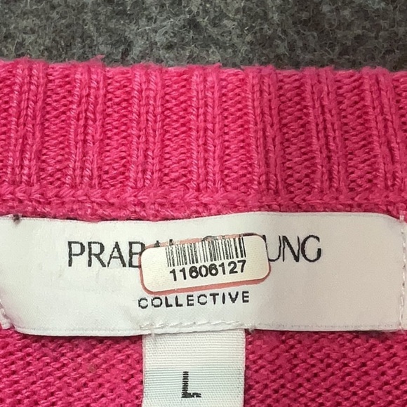 Prabal Gurung Collective Vibrant Pink Knit Sweater Sequin Detailing Size Large L - Picture 4 of 6